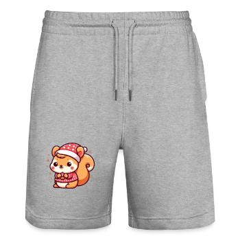 Mignon écureuil de Noël - Short de jogging bio TRAINER Stanley/Stella unisexe - gris chiné - Devant - Nik (191cm) & Marisol (170cm)