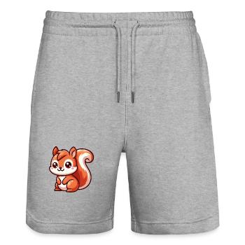 Little Cute Squirrel - Stanley/Stella Trainer Unisex Organic Jogging Shorts - heather grey - Front - Nik (191cm) & Marisol (170cm)
