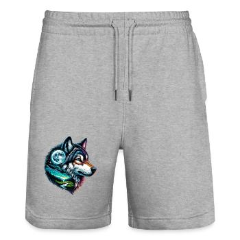 Wolf - Stanley/Stella Trainer Unisex Organic Jogging Shorts - heather grey - Front - Nik (191cm) & Marisol (170cm)