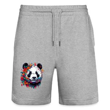 Panda - Stanley/Stella Unisex Bio Joggingshorts Trainer  - Grau meliert - Vorne - Nik (191cm) & Marisol (170cm)
