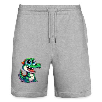Alligator-Krokodil - Stanley/Stella Unisex Bio Joggingshorts Trainer  - Grau meliert - Vorne - Nik (191cm) & Marisol (170cm)
