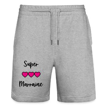 PATIN. TANTE. TATA. MAMA. MUTTERTAG - Stanley/Stella Unisex Bio Joggingshorts Trainer  - Grau meliert - Vorne - Nik (191cm) & Marisol (170cm)