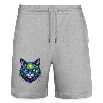 Cat - Stanley/Stella Trainer Unisex Organic Jogging Shorts - heather grey - Front - Nik (191cm) & Marisol (170cm)