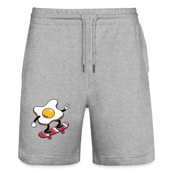 Skateboard Egg Daredevil - Stanley/Stella Trainer Unisex Organic Jogging Shorts - heather grey - Front - Nik (191cm) & Marisol (170cm)