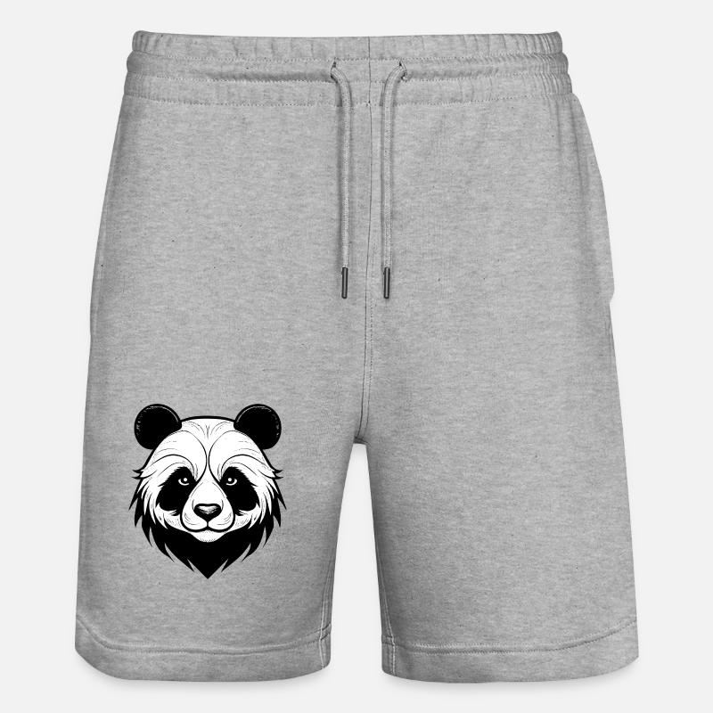 Conception élégante du masque de panda - Short de jogging bio TRAINER Stanley/Stella unisexe - gris chiné