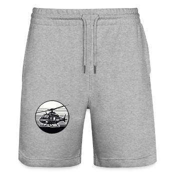 Helikopter in Schwarz Weiß - Stanley/Stella Unisex Bio Joggingshorts Trainer  - Grau meliert - Vorne - Nik (191cm) & Marisol (170cm)