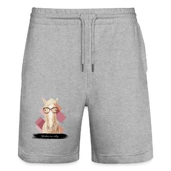 JvG Pferd "Pferdrau ma ruhig." - Stanley/Stella Unisex Bio Joggingshorts Trainer  - Grau meliert - Vorne - Nik (191cm) & Marisol (170cm)