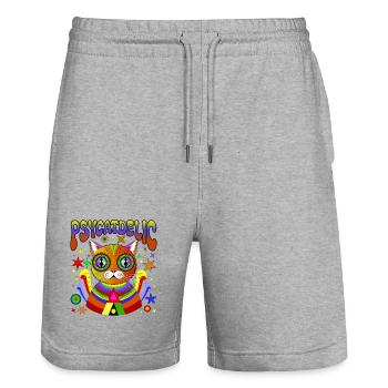 PSYCATDELIC - Stanley/Stella Unisex Bio Joggingshorts Trainer  - Grau meliert - Vorne - Nik (191cm) & Marisol (170cm)