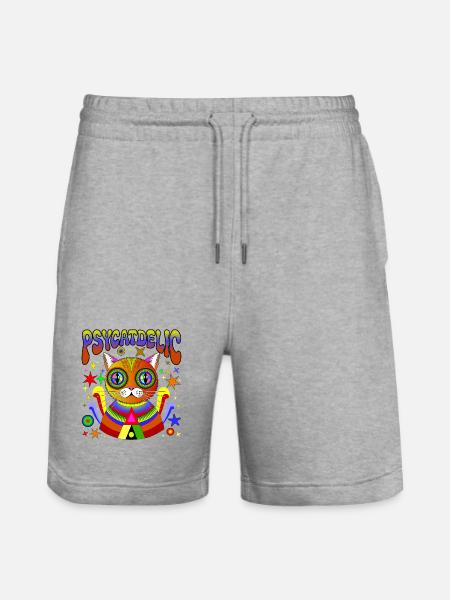 PSYCATDELIC - Stanley/Stella Trainer Unisex Organic Jogging Shorts - heather grey
