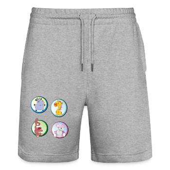 Spielzeug Teddy Hippo Hasi - Stanley/Stella Unisex Bio Joggingshorts Trainer  - Grau meliert - Vorne - Nik (191cm) & Marisol (170cm)