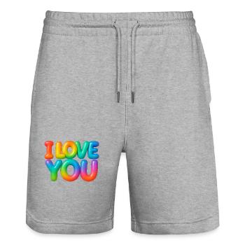 I love you - Stanley/Stella Unisex Bio Joggingshorts Trainer  - Grau meliert - Vorne - Nik (191cm) & Marisol (170cm)