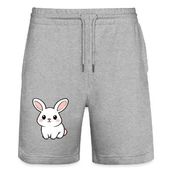 Weisses Kaninchen - Stanley/Stella Unisex Bio Joggingshorts Trainer  - Grau meliert - Vorne - Nik (191cm) & Marisol (170cm)