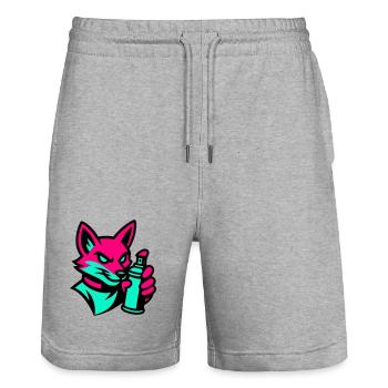 Graffiti Renard - Short de jogging bio TRAINER Stanley/Stella unisexe - gris chiné - Devant - Nik (191cm) & Marisol (170cm)