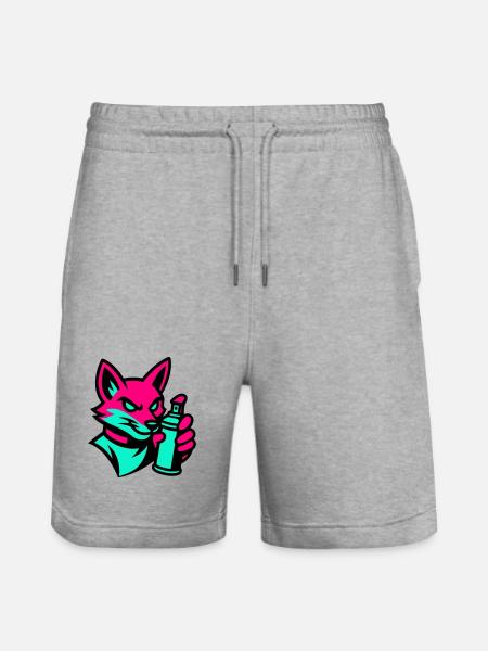 Graffiti Fox - Stanley/Stella Trainer Unisex Organic Jogging Shorts - heather grey