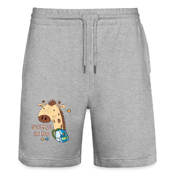 Cute Giraffe Back to School Design - Stanley/Stella Trainer Unisex Organic Jogging Shorts - heather grey - Front - Nik (191cm) & Marisol (170cm)