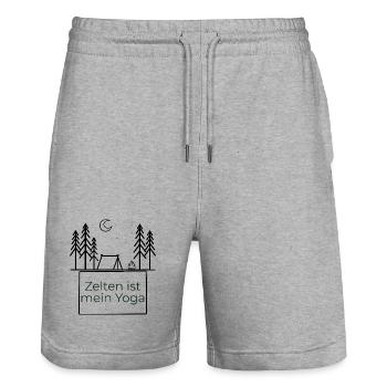 Le camping, c’est mon yoga - Short de jogging bio TRAINER Stanley/Stella unisexe - gris chiné - Devant - Nik (191cm) & Marisol (170cm)