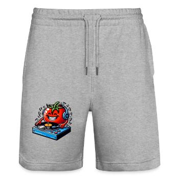DJ Tomato auf den frischen Beats - Stanley/Stella Unisex Bio Joggingshorts Trainer  - Grau meliert - Vorne - Nik (191cm) & Marisol (170cm)