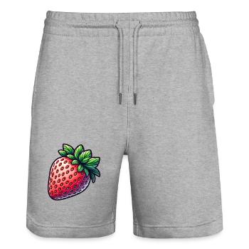Bunte künstlerische Erdbeere - Stanley/Stella Unisex Bio Joggingshorts Trainer  - Grau meliert - Vorne - Nik (191cm) & Marisol (170cm)
