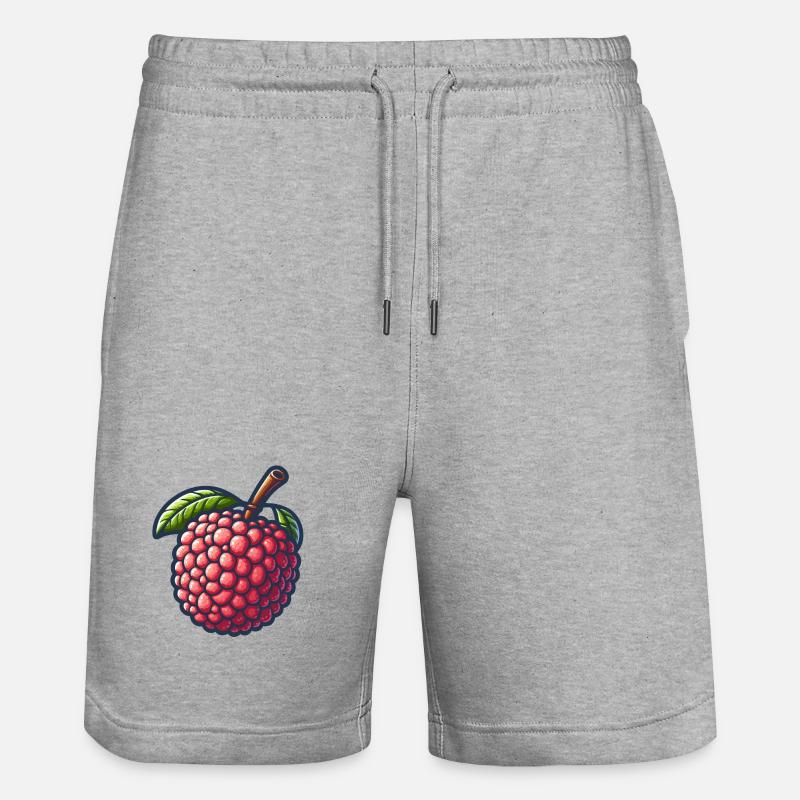 Lebendige illustrierte Litschi - Stanley/Stella Unisex Bio Joggingshorts Trainer  - Grau meliert