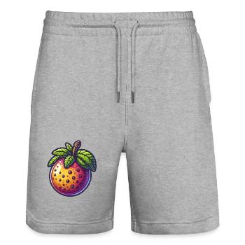 Colorful Passion Fruit in Urban Style - Stanley/Stella Trainer Unisex Organic Jogging Shorts - heather grey - Front - Nik (191cm) & Marisol (170cm)