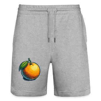Vintage Orange illustriert - Stanley/Stella Unisex Bio Joggingshorts Trainer  - Grau meliert - Vorne - Nik (191cm) & Marisol (170cm)