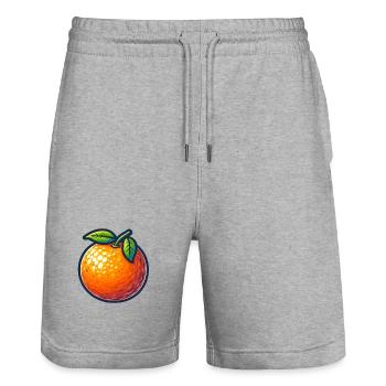 Vintage Bauernhof Zitrus Illustration - Stanley/Stella Unisex Bio Joggingshorts Trainer  - Grau meliert - Vorne - Nik (191cm) & Marisol (170cm)