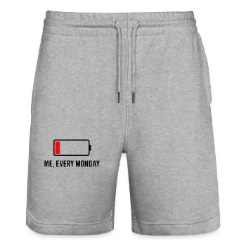 Schwache Batterie – Ich, jeden Monat - Stanley/Stella Unisex Bio Joggingshorts Trainer  - Grau meliert - Vorne - Nik (191cm) & Marisol (170cm)