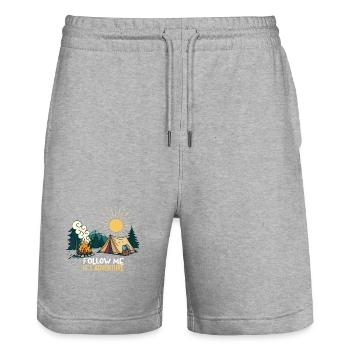 Aventure Nature Camping Illustration - Short de jogging bio TRAINER Stanley/Stella unisexe - gris chiné - Devant - Nik (191cm) & Marisol (170cm)