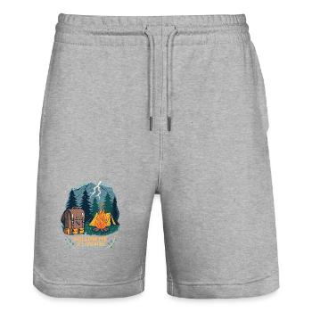 Aventure Nature Éclairée avec Feu de Camp - Short de jogging bio TRAINER Stanley/Stella unisexe - gris chiné - Devant - Nik (191cm) & Marisol (170cm)