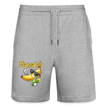 Banana Fun Sun with Glasses - Stanley/Stella Trainer Unisex Organic Jogging Shorts - heather grey - Front - Nik (191cm) & Marisol (170cm)