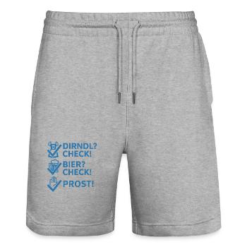 Dirndl Beer Cheers Shirt – Tenue de fête amusante - Short de jogging bio TRAINER Stanley/Stella unisexe - gris chiné - Devant - Nik (191cm) & Marisol (170cm)