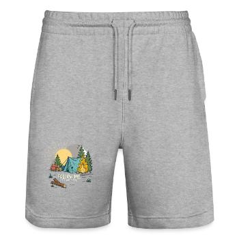 Outdoor Adventure Nature Motif - Stanley/Stella Trainer Unisex Organic Jogging Shorts - heather grey - Front - Nik (191cm) & Marisol (170cm)