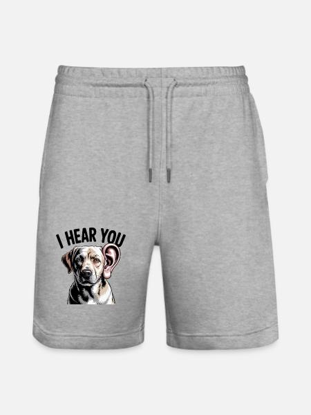 I Hear You Dog - Stanley/Stella Trainer Unisex Organic Jogging Shorts - heather grey