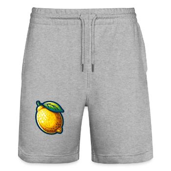 Vibrant Lemon - Stanley/Stella Trainer Unisex Organic Jogging Shorts - heather grey - Front - Nik (191cm) & Marisol (170cm)
