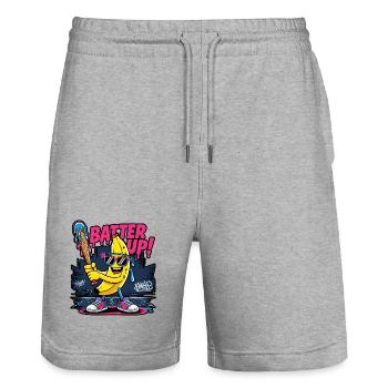 Cool Banana Baseball Neon Style - Stanley/Stella Unisex Bio Joggingshorts Trainer  - Grau meliert - Vorne - Nik (191cm) & Marisol (170cm)