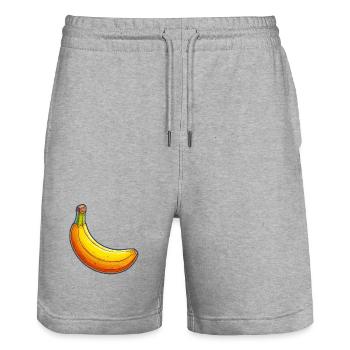 Banana Pop Art Colorful Fun - Stanley/Stella Trainer Unisex Organic Jogging Shorts - heather grey - Front - Nik (191cm) & Marisol (170cm)