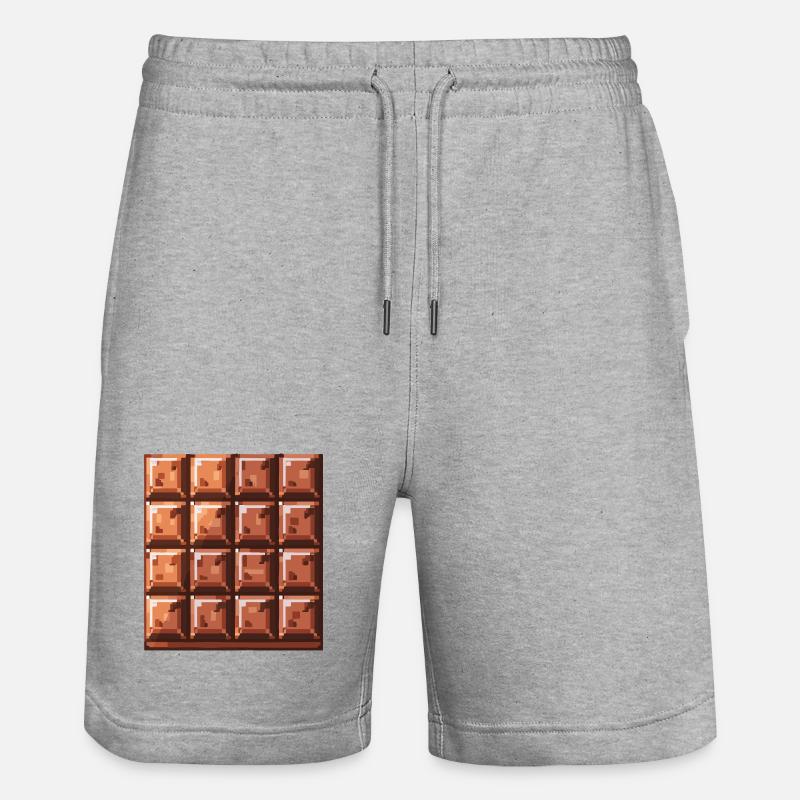 Pixel Chocolate Square Pattern - Stanley/Stella Trainer Unisex Organic Jogging Shorts - heather grey