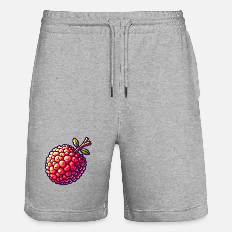 Litschi Pop Art Rot - Stanley/Stella Unisex Bio Joggingshorts Trainer - Grau meliert