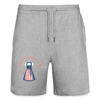 Cornelian cherry? Naa. Fun? Yo eh! - Stanley/Stella Trainer Unisex Organic Jogging Shorts - heather grey - Front - Nik (191cm) & Marisol (170cm)