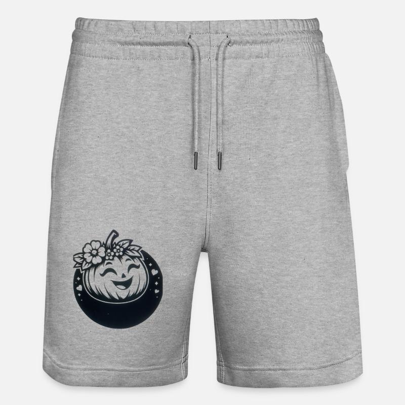 citrouille amicale avec des fleurs - Short de jogging bio TRAINER Stanley/Stella unisexe - gris chiné