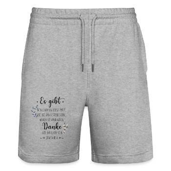 Abschiedsgeschenk Kollege Mitarbeiter Dankeschön - Stanley/Stella Unisex Bio Joggingshorts Trainer  - Grau meliert - Vorne - Nik (191cm) & Marisol (170cm)