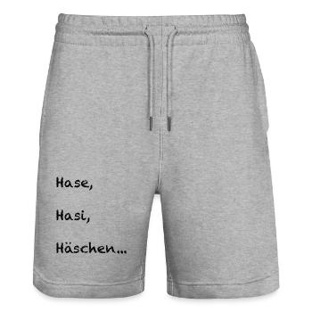Hase, Hasi, Häschen - Stanley/Stella Unisex Bio Joggingshorts Trainer  - Grau meliert - Vorne - Nik (191cm) & Marisol (170cm)