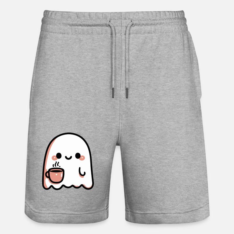 Fantôme Souriant et Café Pastel - Short de jogging bio TRAINER Stanley/Stella unisexe - gris chiné