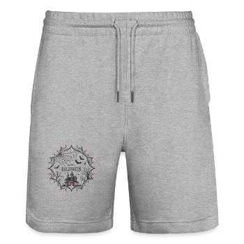 Château Halloween Toile Araignée - Short de jogging bio TRAINER Stanley/Stella unisexe - gris chiné - Devant - Nik (191cm) & Marisol (170cm)