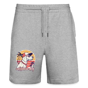 California Dog Sunset Retro - Stanley/Stella Trainer Unisex Organic Jogging Shorts - heather grey - Front - Nik (191cm) & Marisol (170cm)