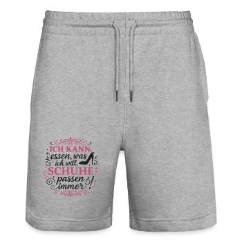 Schuhe passen immer – Stil mit Humor - Stanley/Stella Unisex Bio Joggingshorts Trainer  - Grau meliert - Vorne - Nik (191cm) & Marisol (170cm)