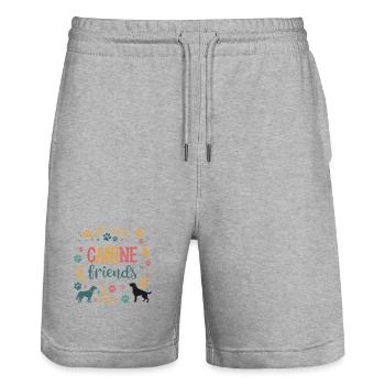 Colorful Canine Friendship - Stanley/Stella Trainer Unisex Organic Jogging Shorts - heather grey - Front - Nik (191cm) & Marisol (170cm)