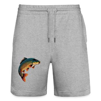 Jumping Carp - Stanley/Stella Trainer Unisex Organic Jogging Shorts - heather grey - Front - Nik (191cm) & Marisol (170cm)