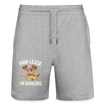 Pawlease Im Fabulous - Stanley/Stella Trainer Unisex Organic Jogging Shorts - heather grey - Front - Nik (191cm) & Marisol (170cm)