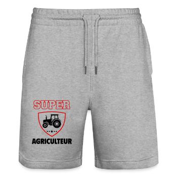 Super agriculteur, fête des pères, noël - Short de jogging bio TRAINER Stanley/Stella unisexe - gris chiné - Devant - Nik (191cm) & Marisol (170cm)